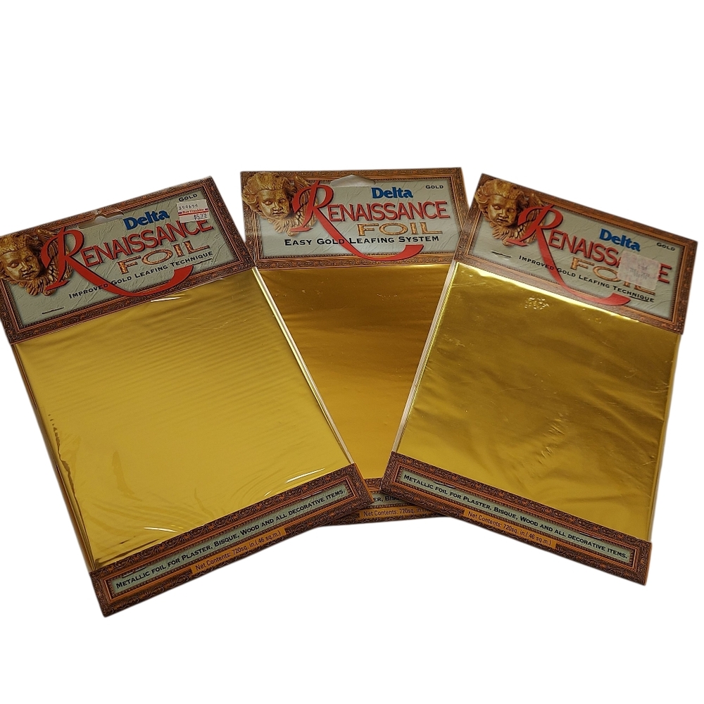 NWT Delta Renaissance Foil Improved Gold Leafing Technique 3 Packs 720 Sq In. Ea